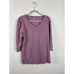 SEG'MENTS Women's Purple V-Neck 3/4 Sleeve Tencel Modal Blend Shirt Size XL